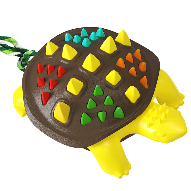 Brighty TurtleChew dog chew toy - yellow turtle with brown shell and rope