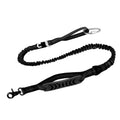 Brighty ShockGuard – Black reflective bungee dog leash with optional silver carabiner accessory, padded handle and swivel clip