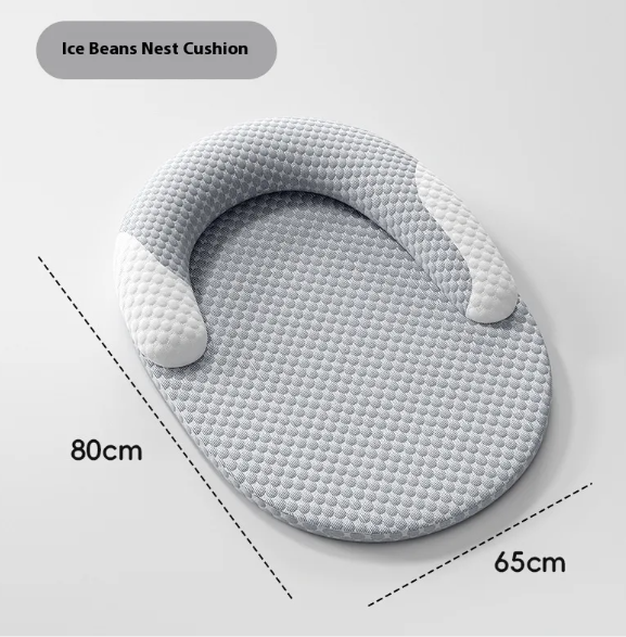 Brighty Fresh Mat XL size cooling dog bed - 80cm x 65cm with ice beans nest cushion