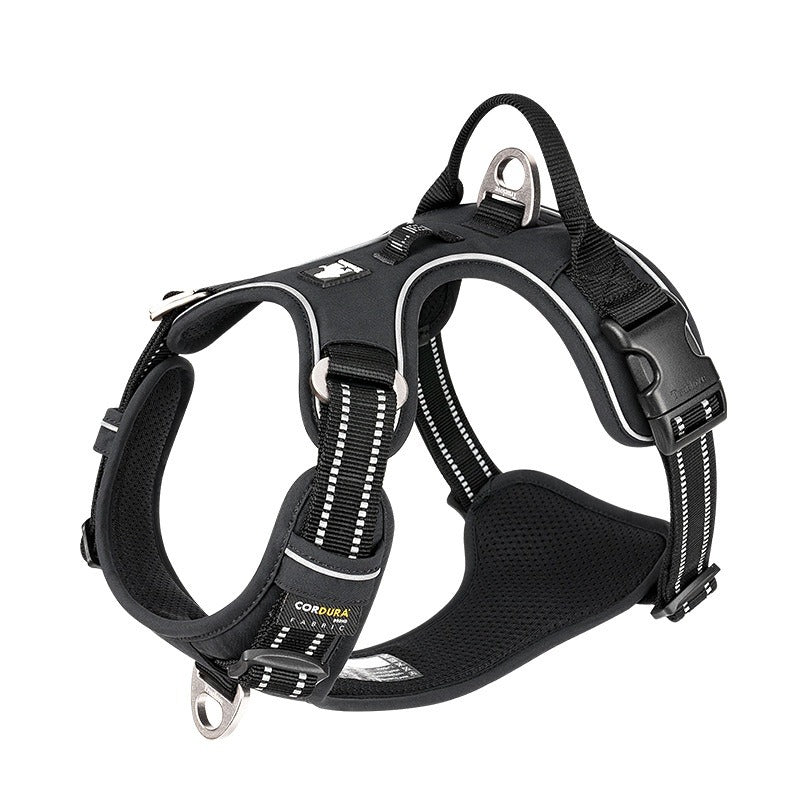 TrueLove Reflective Dog Harness in Black - No-Pull Safety Harness with Reflective Stitchin