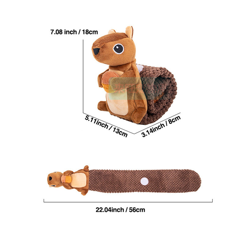 Brighty Snuffle Squirrel size guide – 18cm plush squirrel with 56cm unrolled snuffle mat for dogs