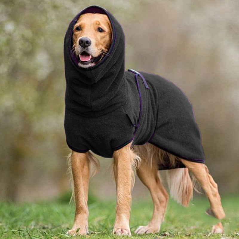Brighty FleeceWarm black fleece dog sweater hooded warm dog clothing