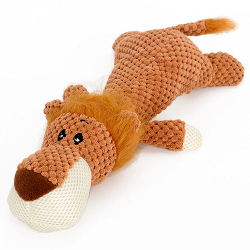 Brighty Wild lion squeaky plush dog toy – soft corduroy mane, 28 cm | Brighty Paws