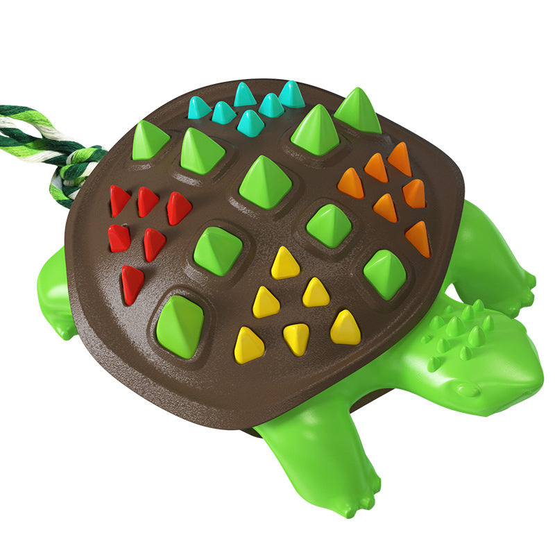 Brighty TurtleChew dog chew toy - green turtle with brown shell and rope