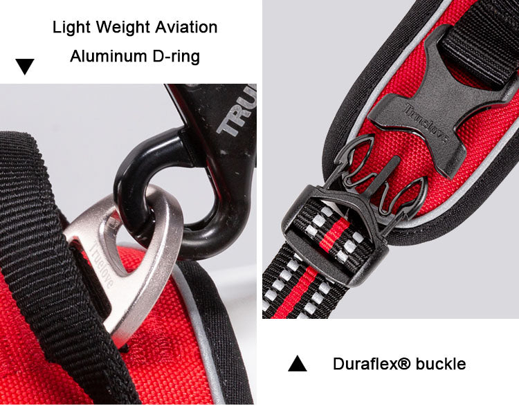TrueLove Urban Air harness – lightweight aviation aluminum D-ring and Duraflex buckle detail