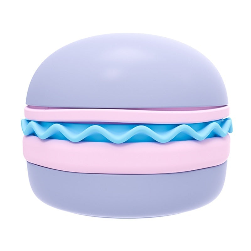 Brighty BurgerBowl lavender 5-in-1 stackable dog and cat bowl with silicone lick mat and slow feeder – burger shape