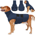 Brighty CalmFit dog anxiety vest blue – 2-in-1 calming shirt with elastic hood for stress relief