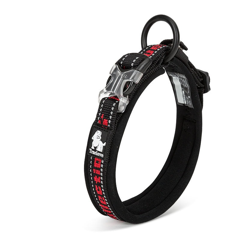TrueLove black reflective training collar with padded interior for dog comfort