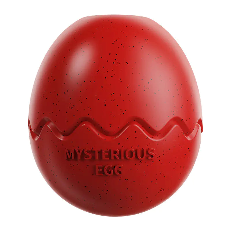 Brighty Egg in red - durable TPR egg-shaped treat dispenser with wobble base