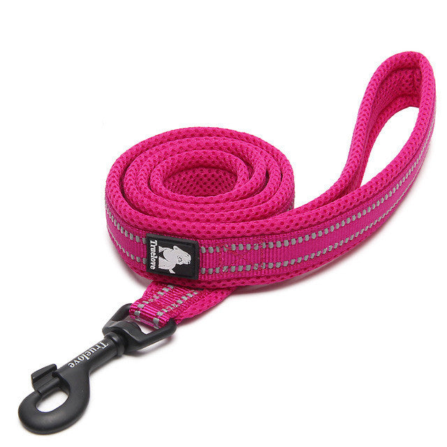 TrueLove rose red reflective dog leash with durable metal clip - Comfortable nylon pet lead with reflective safety strips