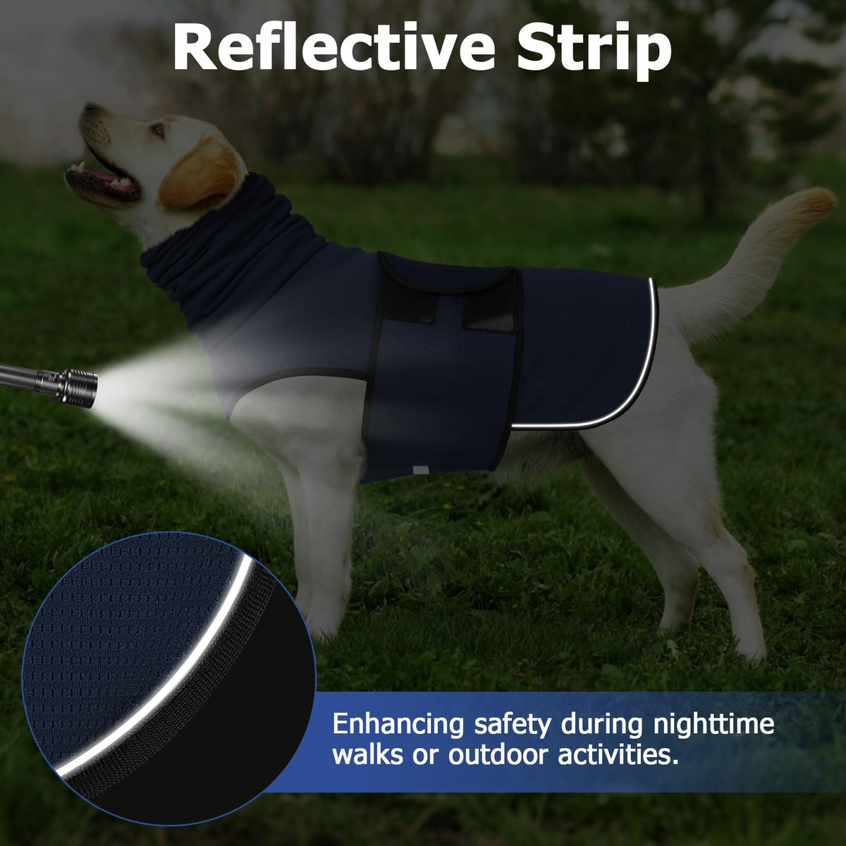 Brighty CalmFit reflective strip dog anxiety vest – enhanced visibility for nighttime walks