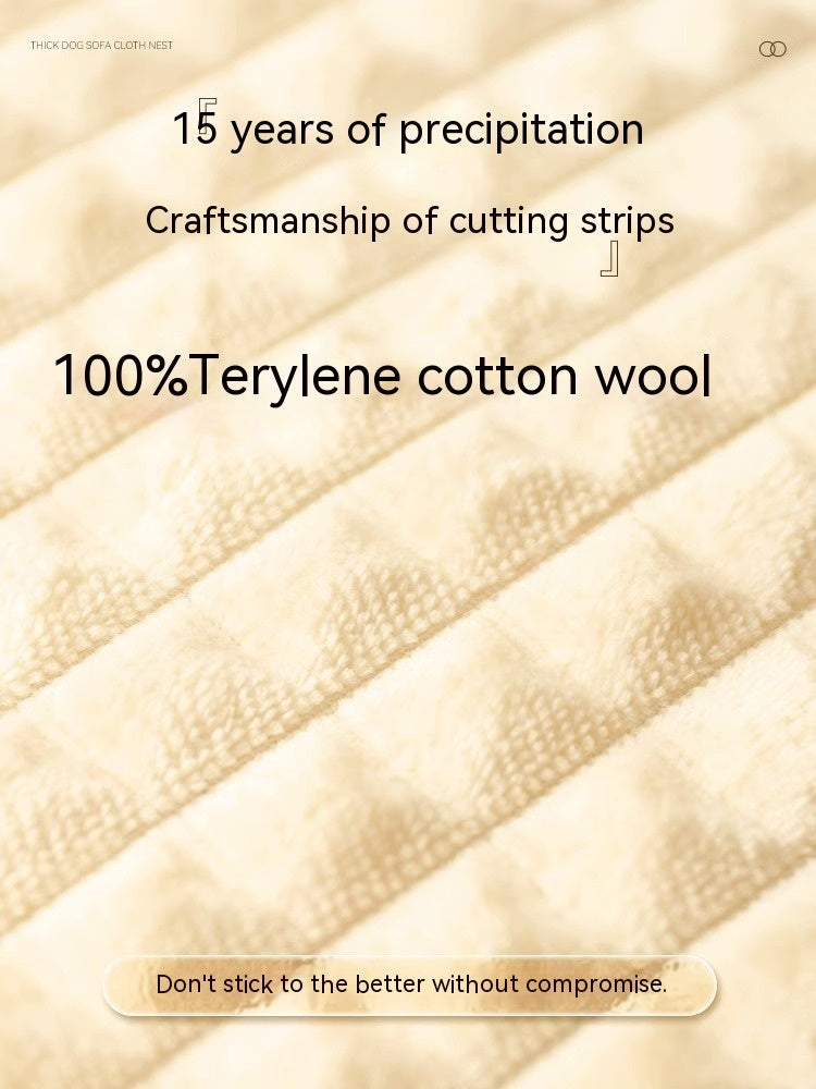 Close-up of Brighty CozyHaven premium terylene cotton wool fabric texture