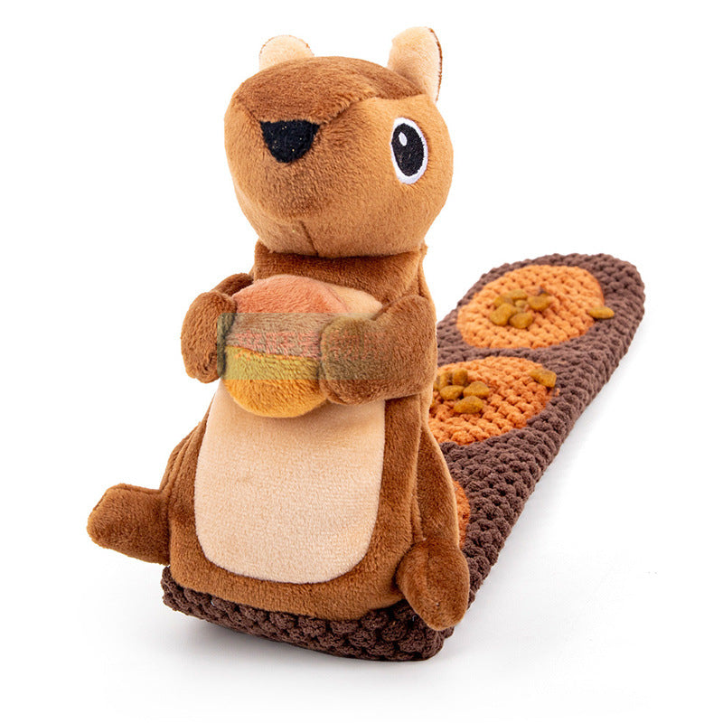 Brighty Snuffle Squirrel interactive dog toy – plush squirrel with snuffle mat and hidden treat pockets