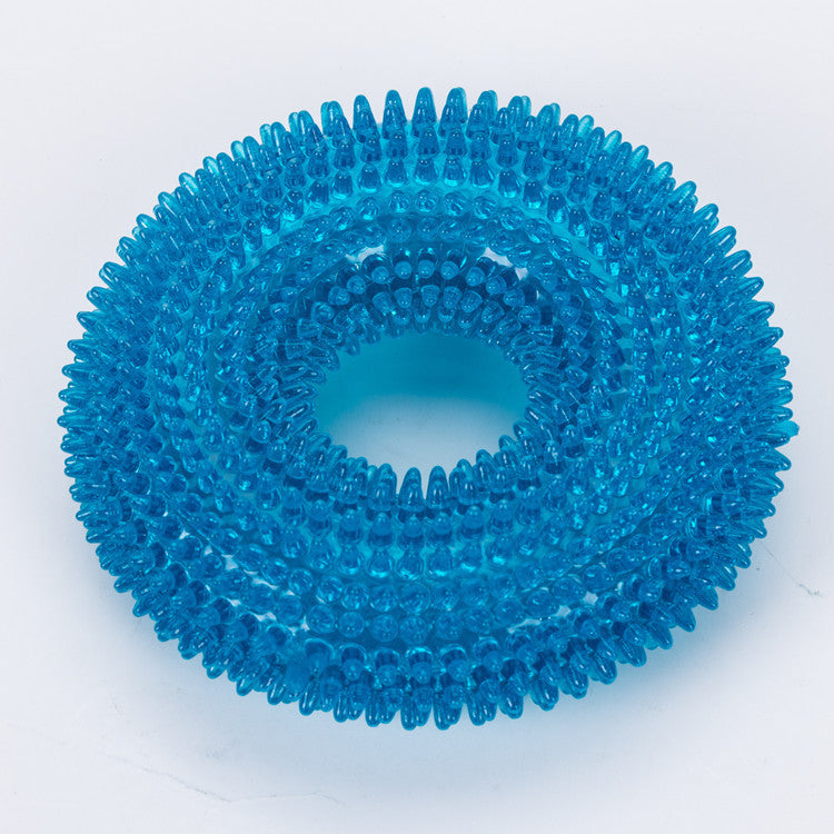 Brighty DentalRing TPR dental chew toy for dogs - sky blue 10cm or 12.5 cm with soft nubs for gum massage