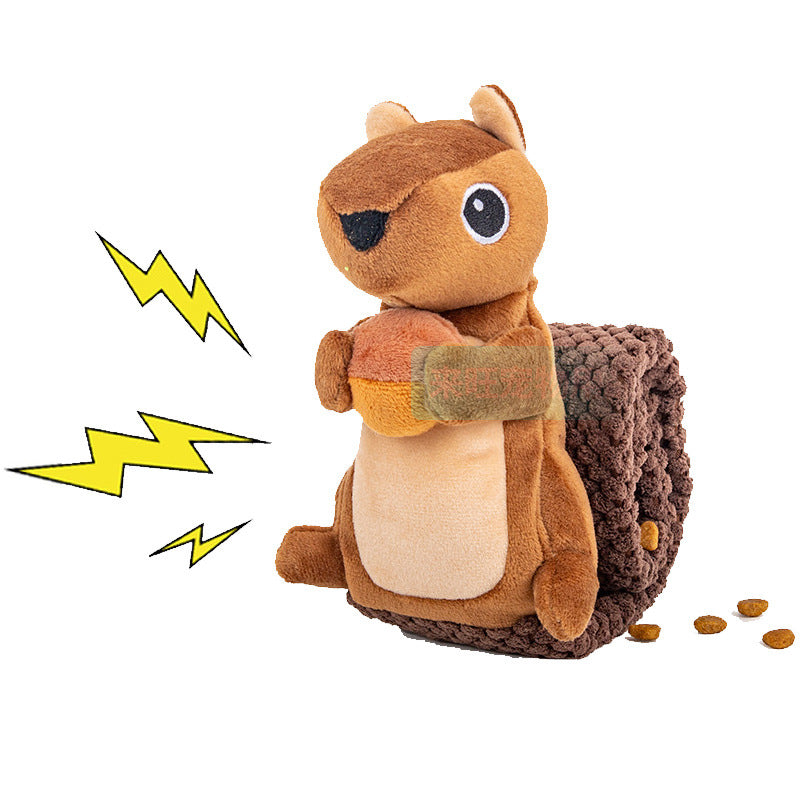 Brighty Snuffle Squirrel squeaky dog toy – plush squirrel with built-in squeaker for interactive play