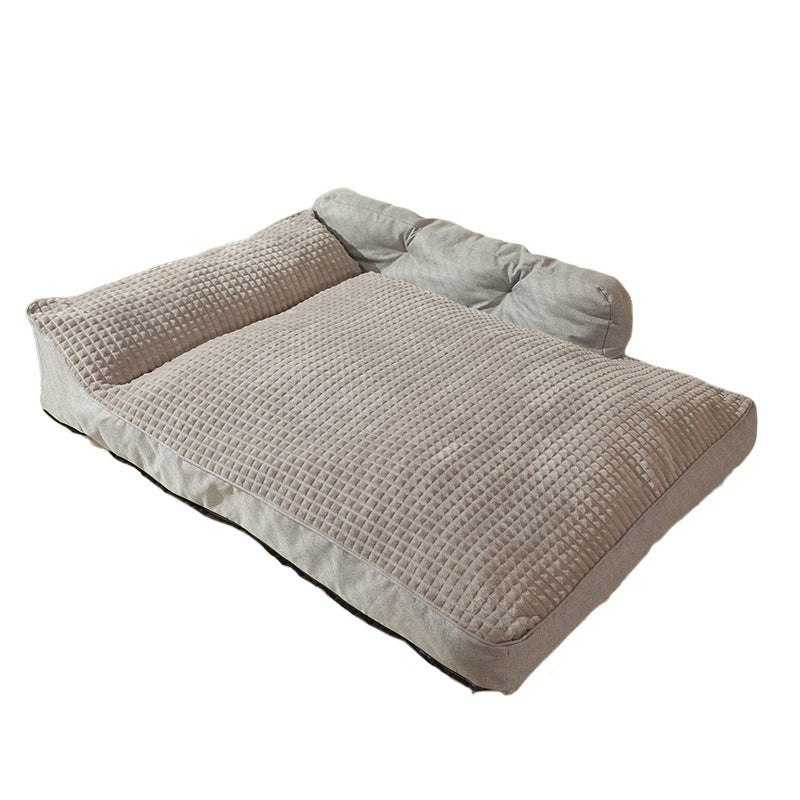 Brighty CozyHaven large dog sofa bed with soft bolster edges, grey color