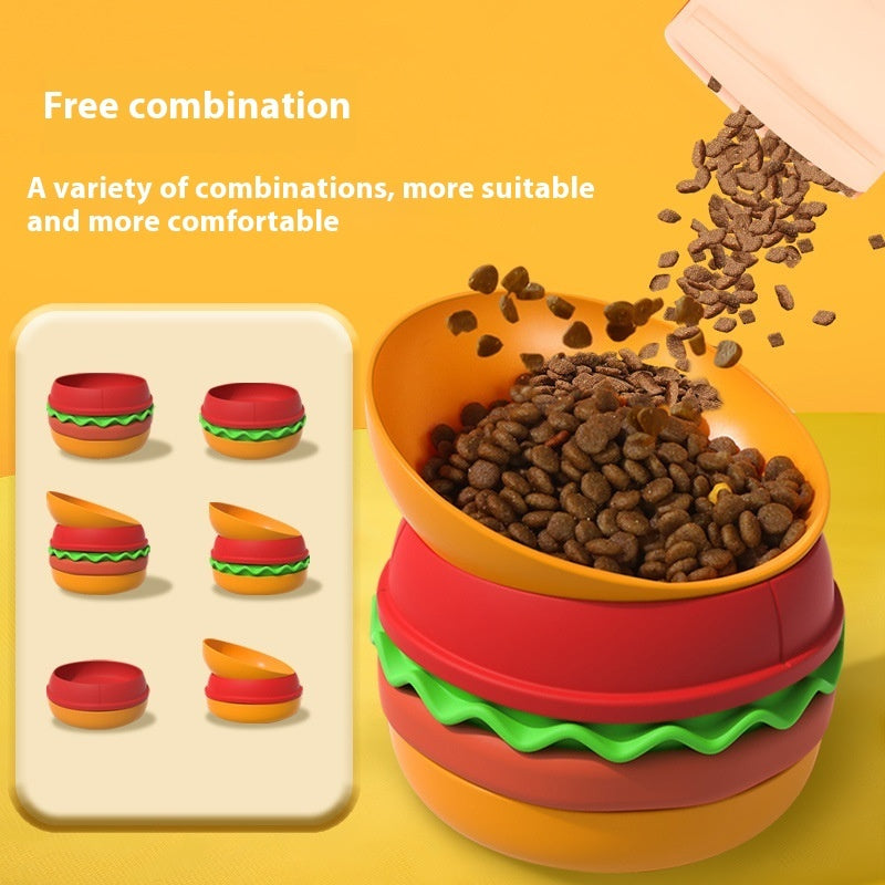 Brighty BurgerBowl free combination – versatile stackable pet bowl for dry food, wet food and water for dogs and cats