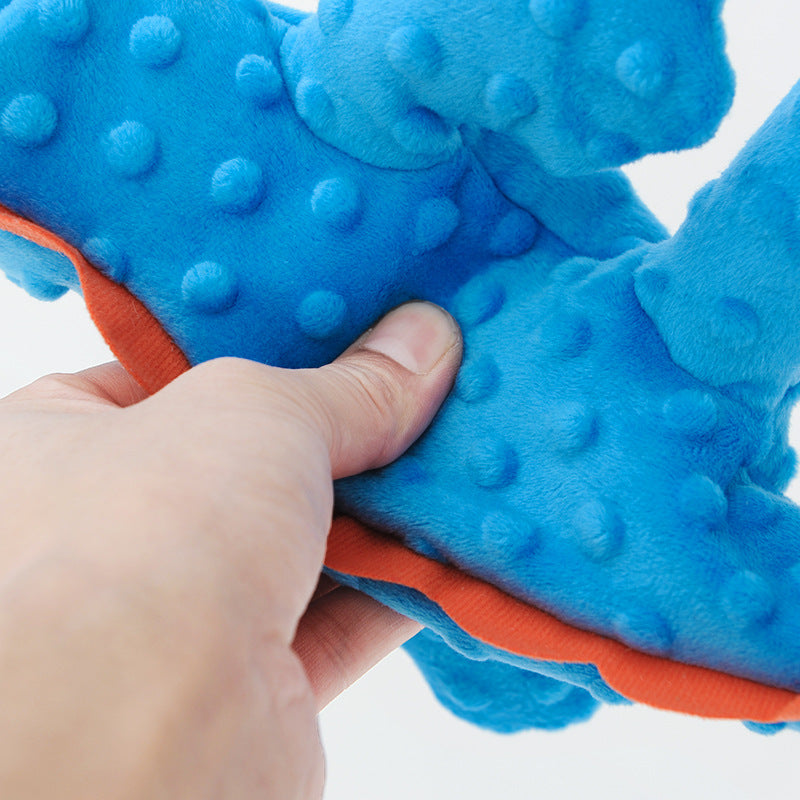 Brighty Gator dog plush toy – soft bumpy blue fabric texture detail