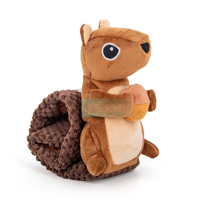 Brighty Snuffle Squirrel dog enrichment toy – rolled snuffle mat with plush squirrel for mental stimulation