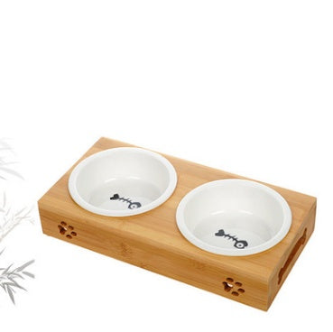 Brighty BambooDuo Bamboo Double Dog Bowl – Ceramic
Bamboo double dog bowl stand with two white ceramic bowls featuring small motifs.