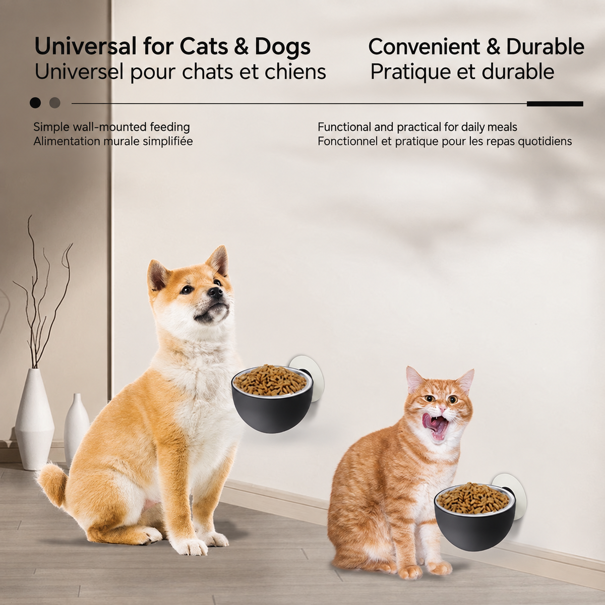 Brighty FlexBowl Wall-Mounted Bowls for Cats and Dogs