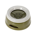 Army green Brighty OnBoard water bowl with a white rim and floating insert, shown on a white background.