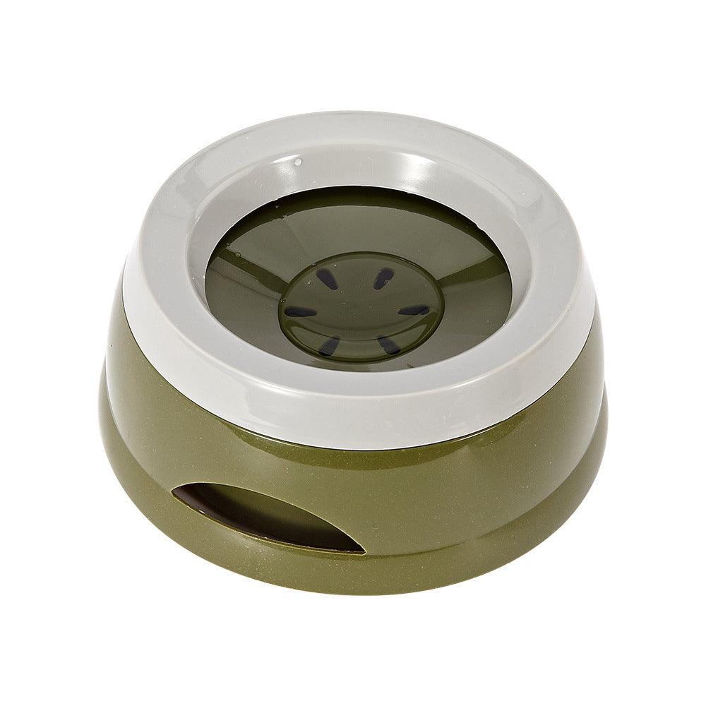 Army green Brighty OnBoard water bowl with a white rim and floating insert, shown on a white background.