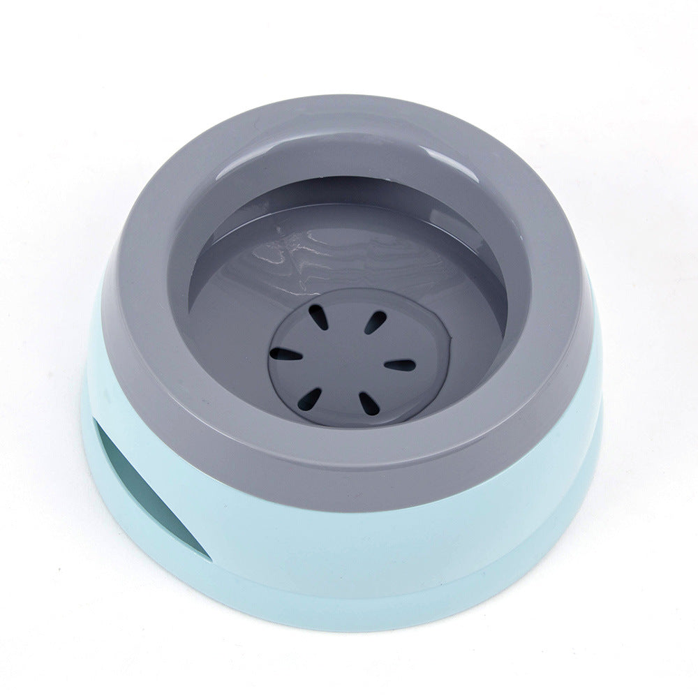 Blue Brighty OnBoard water bowl with a grey rim and floating insert, shown on a white background.