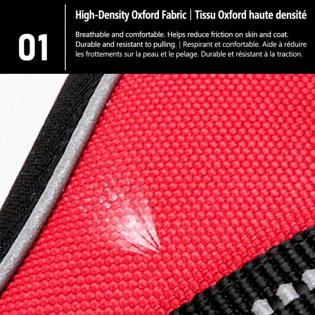 Durable Oxford fabric offers breathable comfort while helping reduce friction on your dog’s skin and coat. Built for everyday use and resistant to pulling.