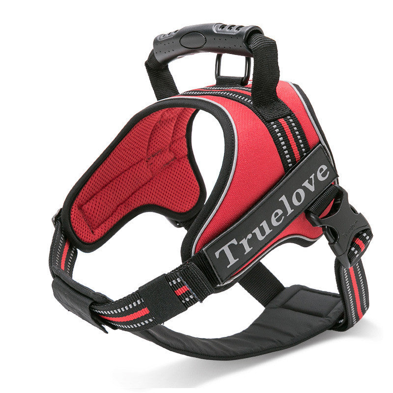 Red TrueLove Adventure Pro reflective dog harness featuring padded mesh, reflective details and a sturdy control handle.
