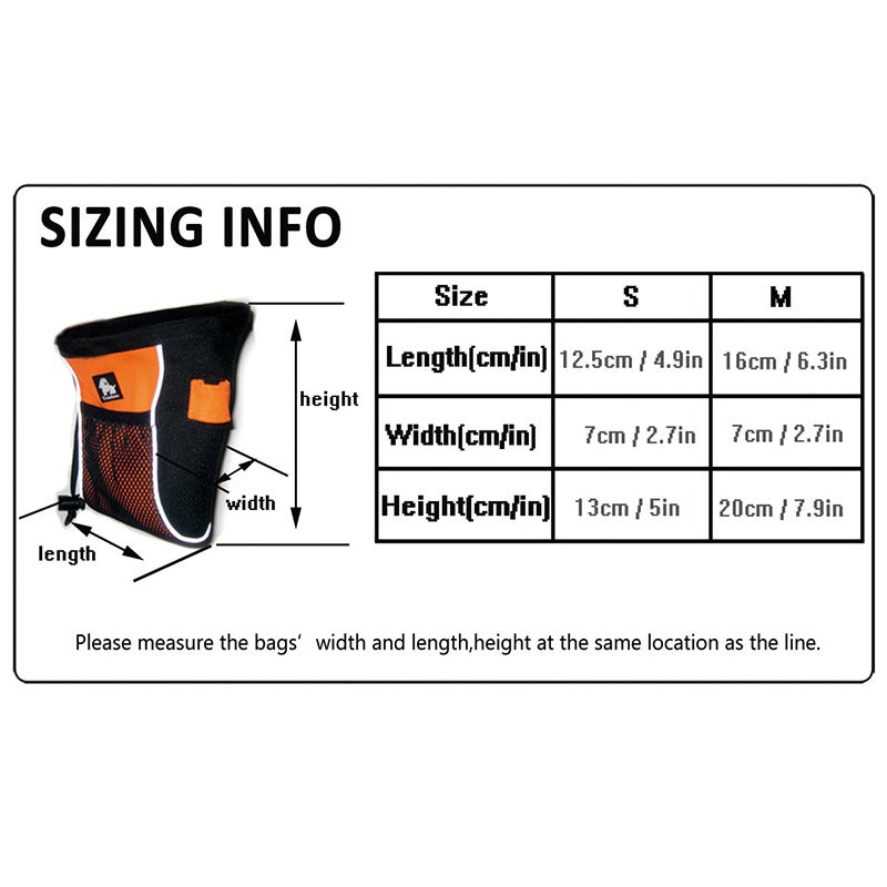 TrueLove TrainerPro dog training belt bag - size S and M comparison in orange and neon green