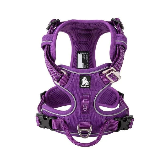 TrueLove Urban Air reflective breathable dog harness – Purple, back view