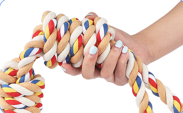 Brighty CleanBite natural cotton rope toy - colorful braided dental chew for dogs