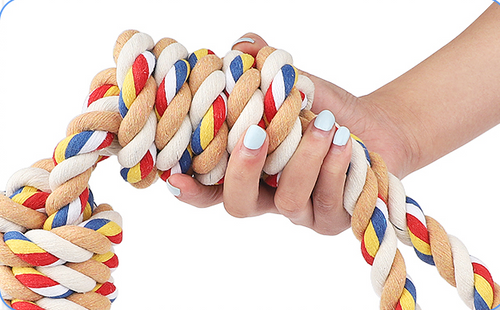 Brighty CleanBite natural cotton rope toy - colorful braided dental chew for dogs