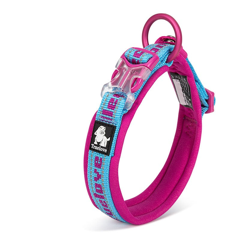 TrueLove rose pink reflective dog training collar with soft padded lining
