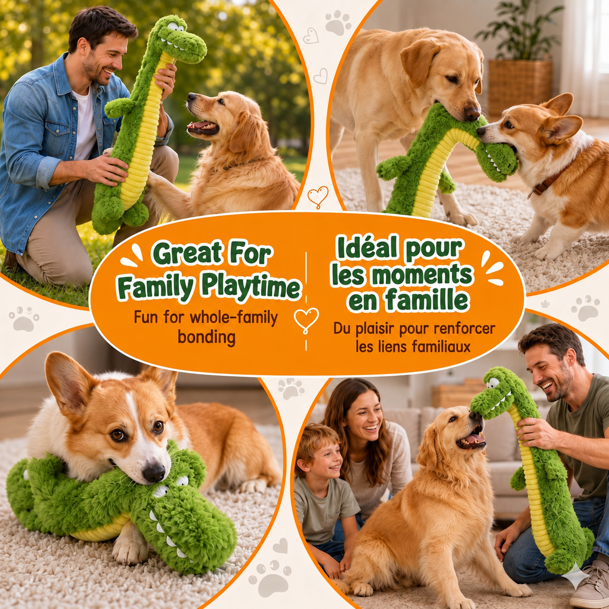 Brighty CrocoTug XL – Interactive crocodile plush toy, great for family playtime and pet-owner bonding