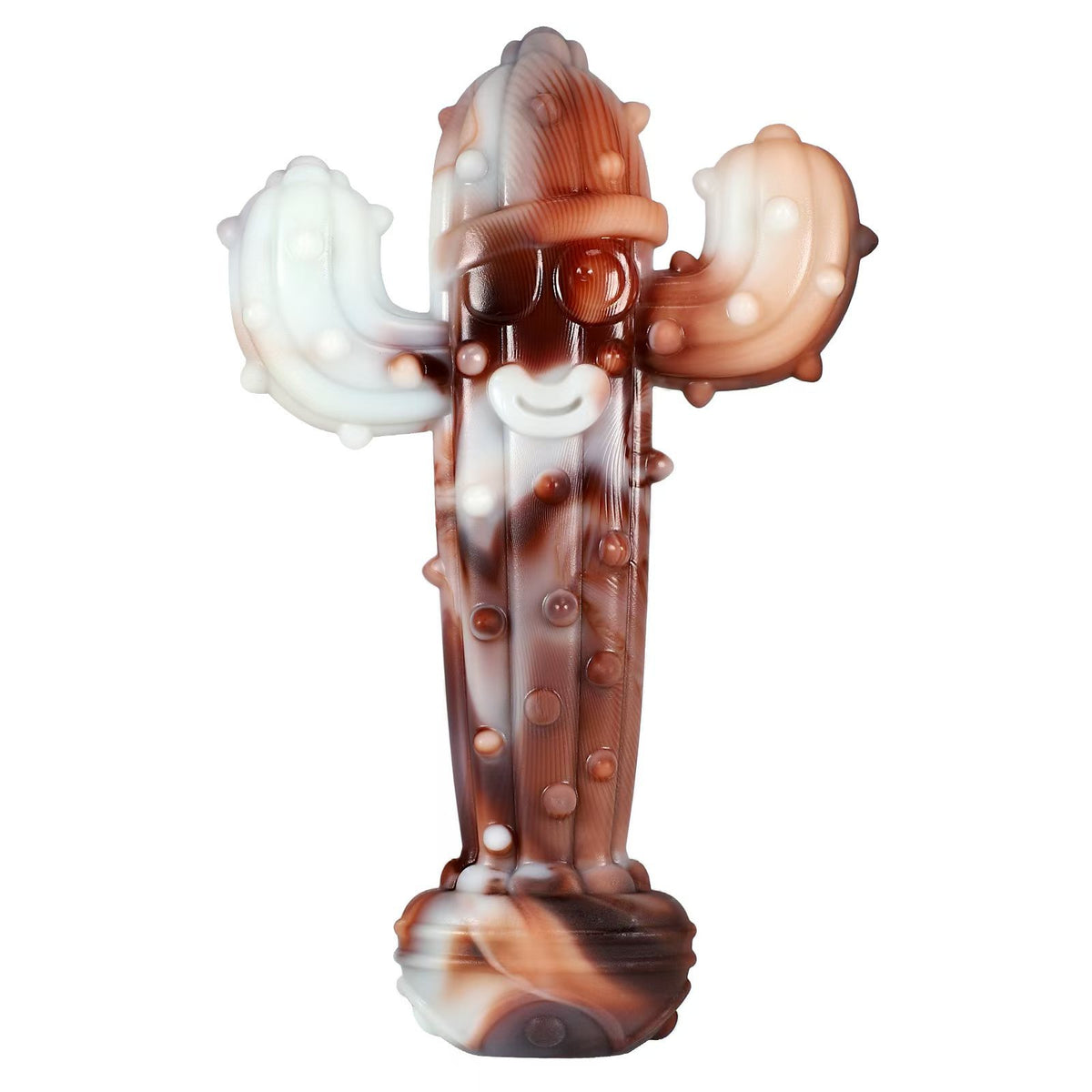Brighty ToughChew cactus-shaped nylon chew toy on white background, multi-texture beef-scented dog chew