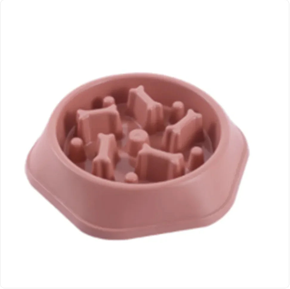 Brighty MazeBowl in pink with raised bone obstacles to slow down eating
