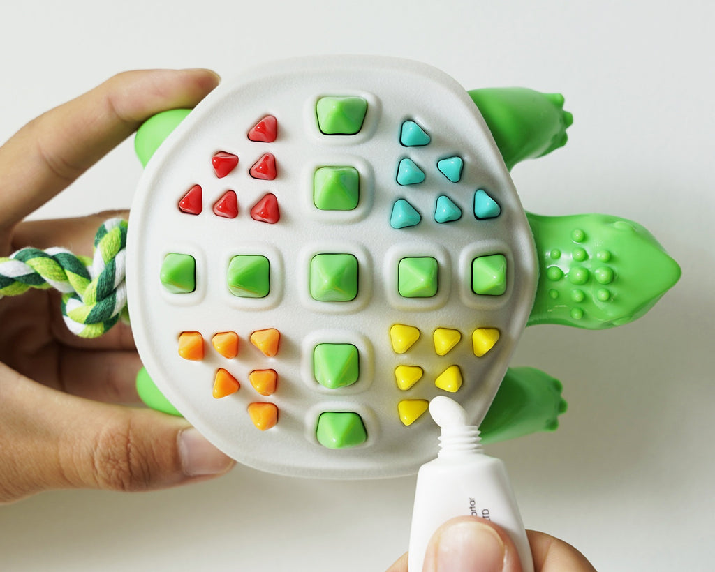 Brighty TurtleChew dental dog chew toy - multi-texture rubber shell with rope