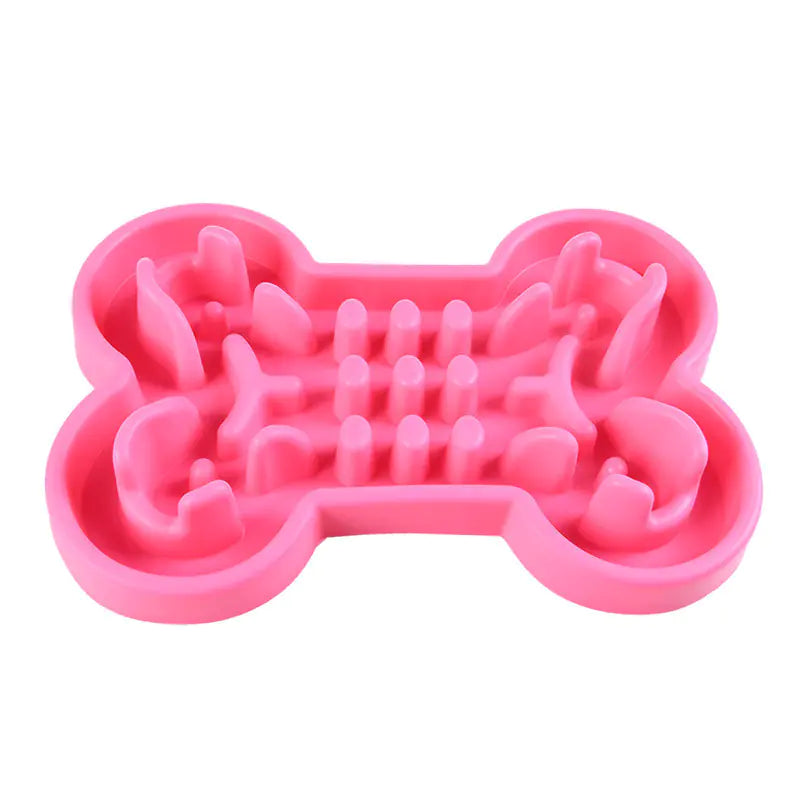 Brighty Slow Bowl in pink with bone-shaped maze pattern for mental stimulation