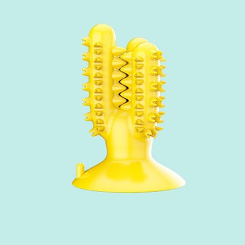 Brighty ChewCactus yellow cactus-shaped dog toy with textured surface for dental health