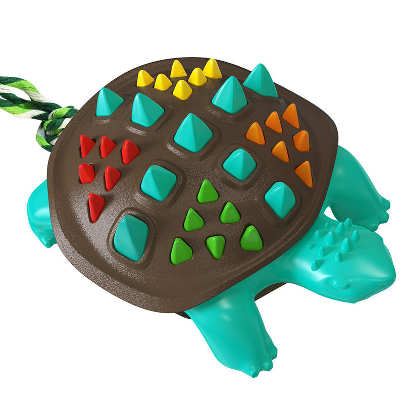 Brighty TurtleChew dog chew toy - turquoise turtle with brown shell and rope