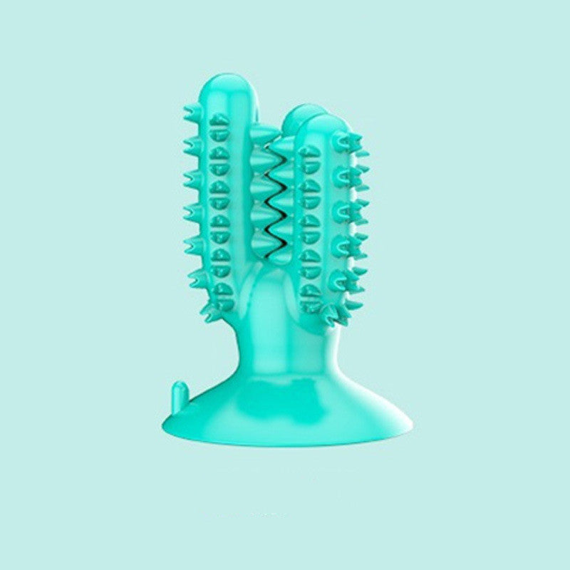 Brighty ChewCactus turquoise interactive dog chew toy with suction cup base