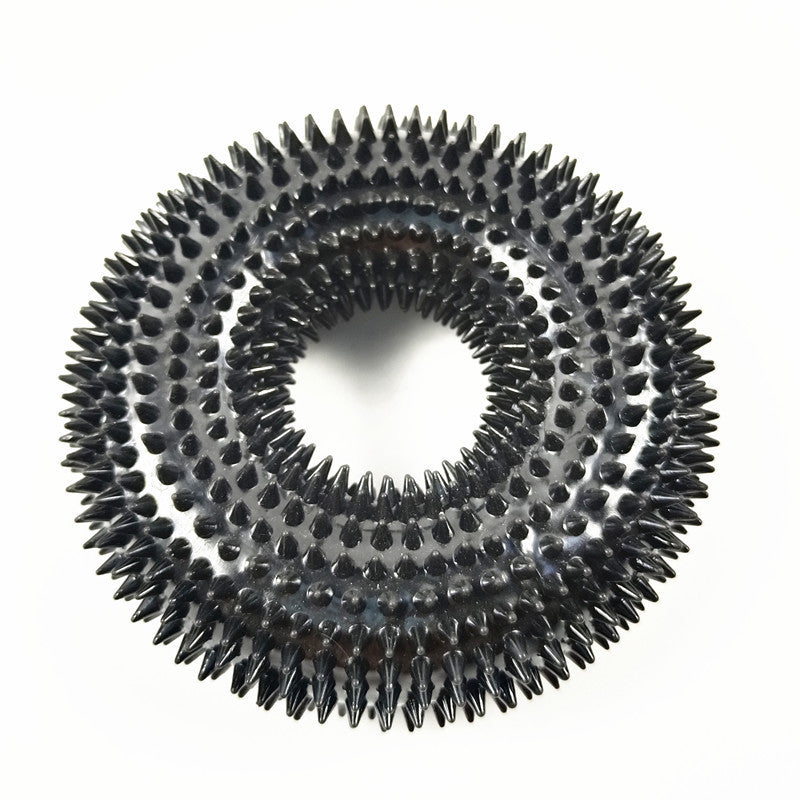 Brighty DentalRing TPR dental chew toy for dogs - black 10 cm or 12.5cm heavy duty spike ring