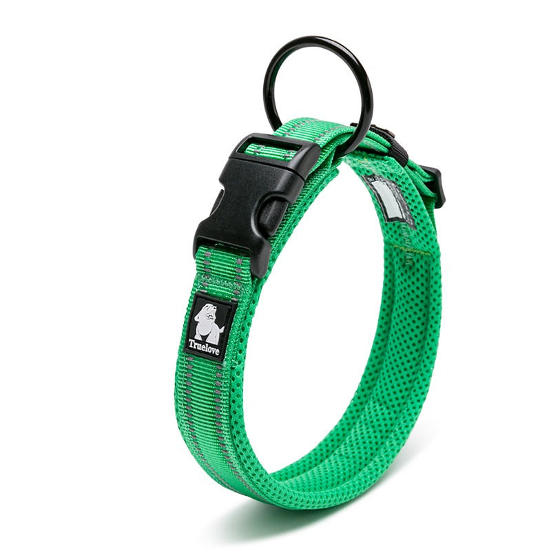 TrueLove grass green reflective comfort collar with soft padding for daily walks