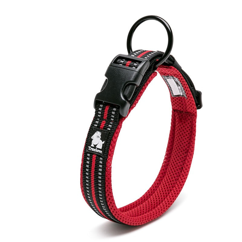 TrueLove wine red reflective comfort collar with soft lining for dog neck protection