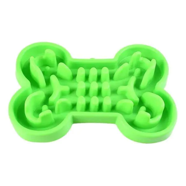Brighty Slow Bowl in green with raised puzzle obstacles for slow feeding