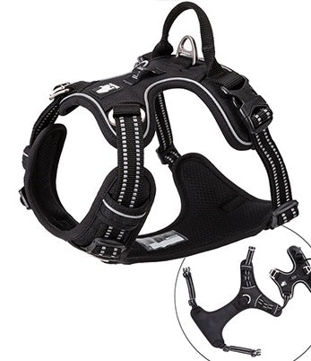 TrueLove Urban Air reflective breathable dog harness – Black, adjustable straps detail